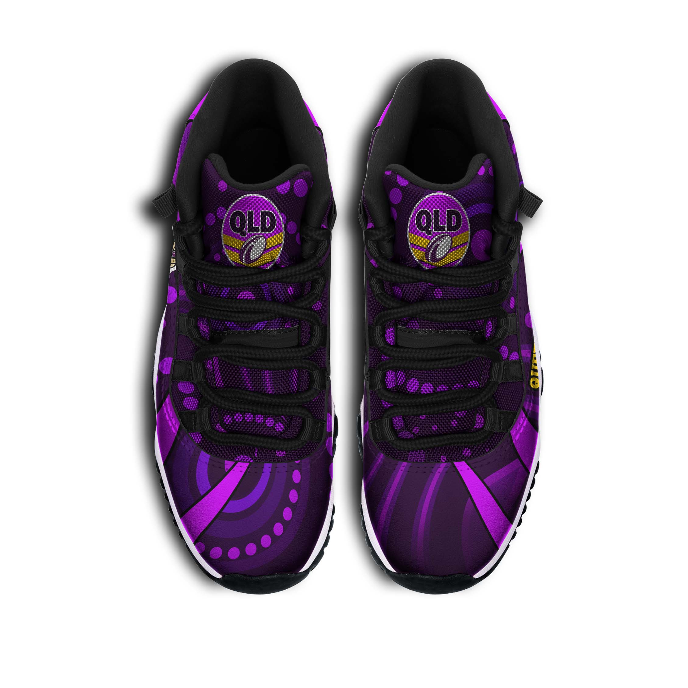 queensland-rugby-league-high-top-basketball-shoes-j11-queensland-maroons-mascot-with-aboriginal-art-state-of-origin