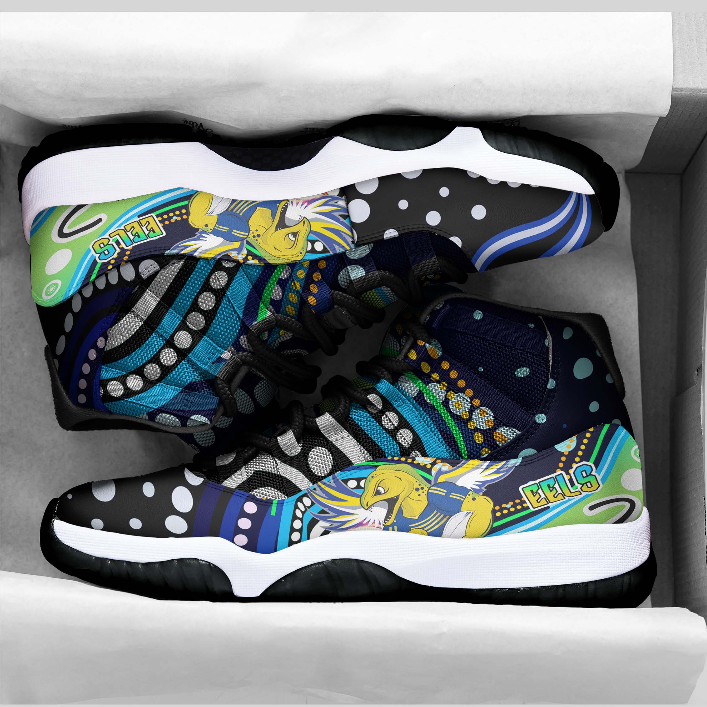 eels-rugby-high-top-basketball-shoes-j11-eels-rugby-with-aboriginal-pattern-indigenous-sneakers-j11