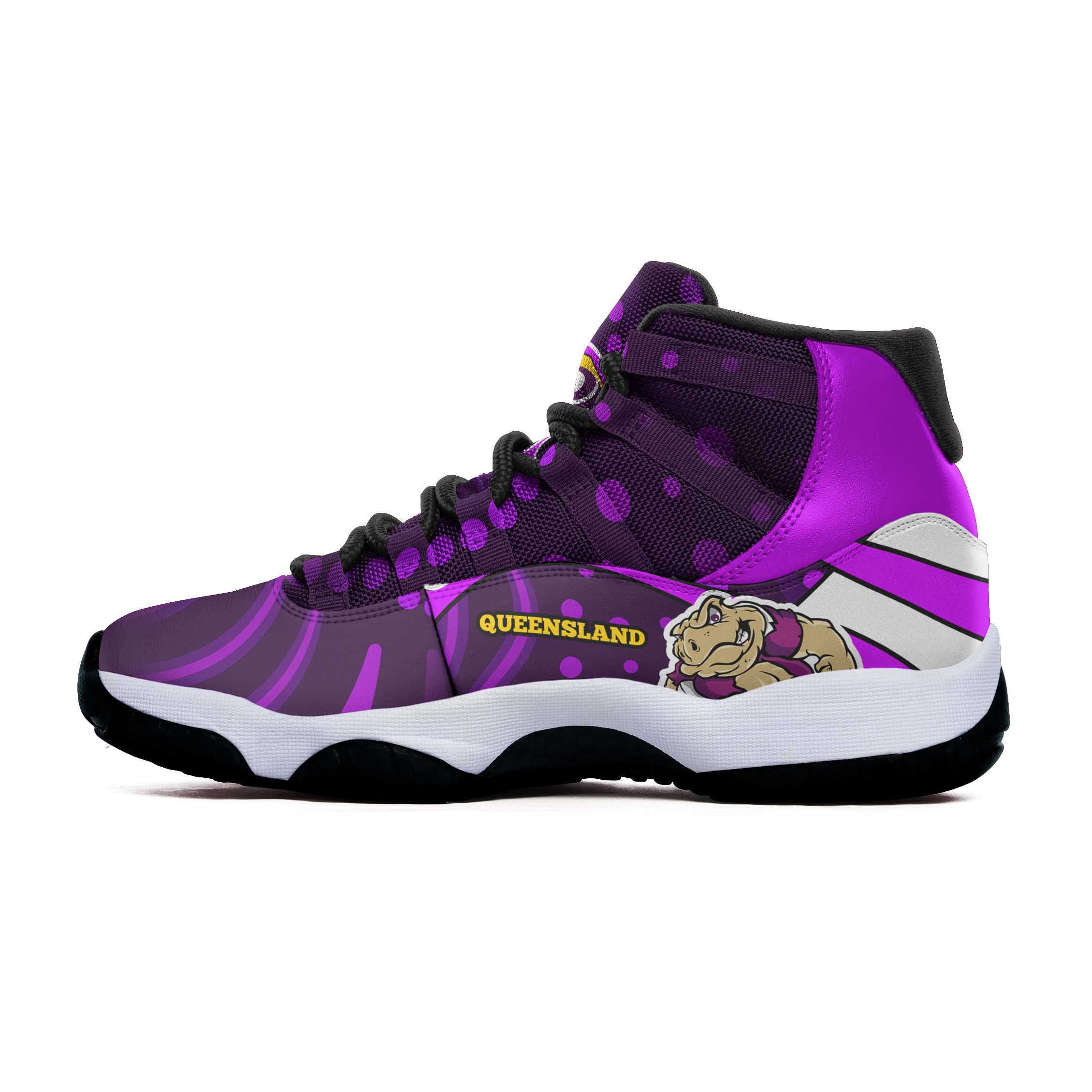 queensland-rugby-league-high-top-basketball-shoes-j11-queensland-maroons-mascot-with-aboriginal-art-state-of-origin