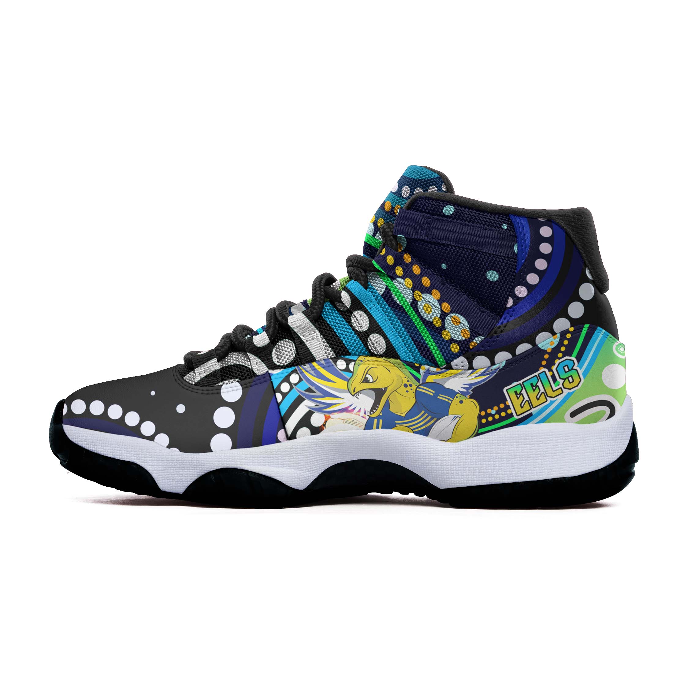eels-rugby-high-top-basketball-shoes-j11-eels-rugby-with-aboriginal-pattern-indigenous-sneakers-j11
