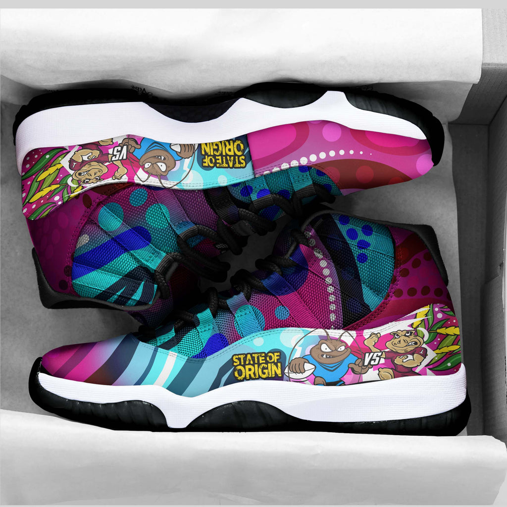 state-of-origin-rugby-league-high-top-basketball-shoes-j11-nsw-vs-qld-rugby-team-mascot-with-aboriginal-culture