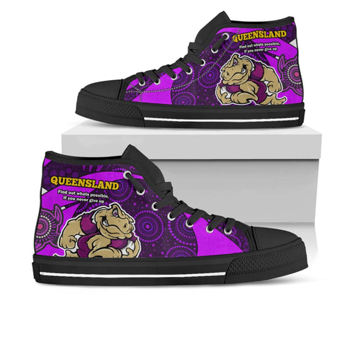 queensland-rugby-league-high-top-shoes-queensland-maroons-mascot-with-aboriginal-art-state-of-origin
