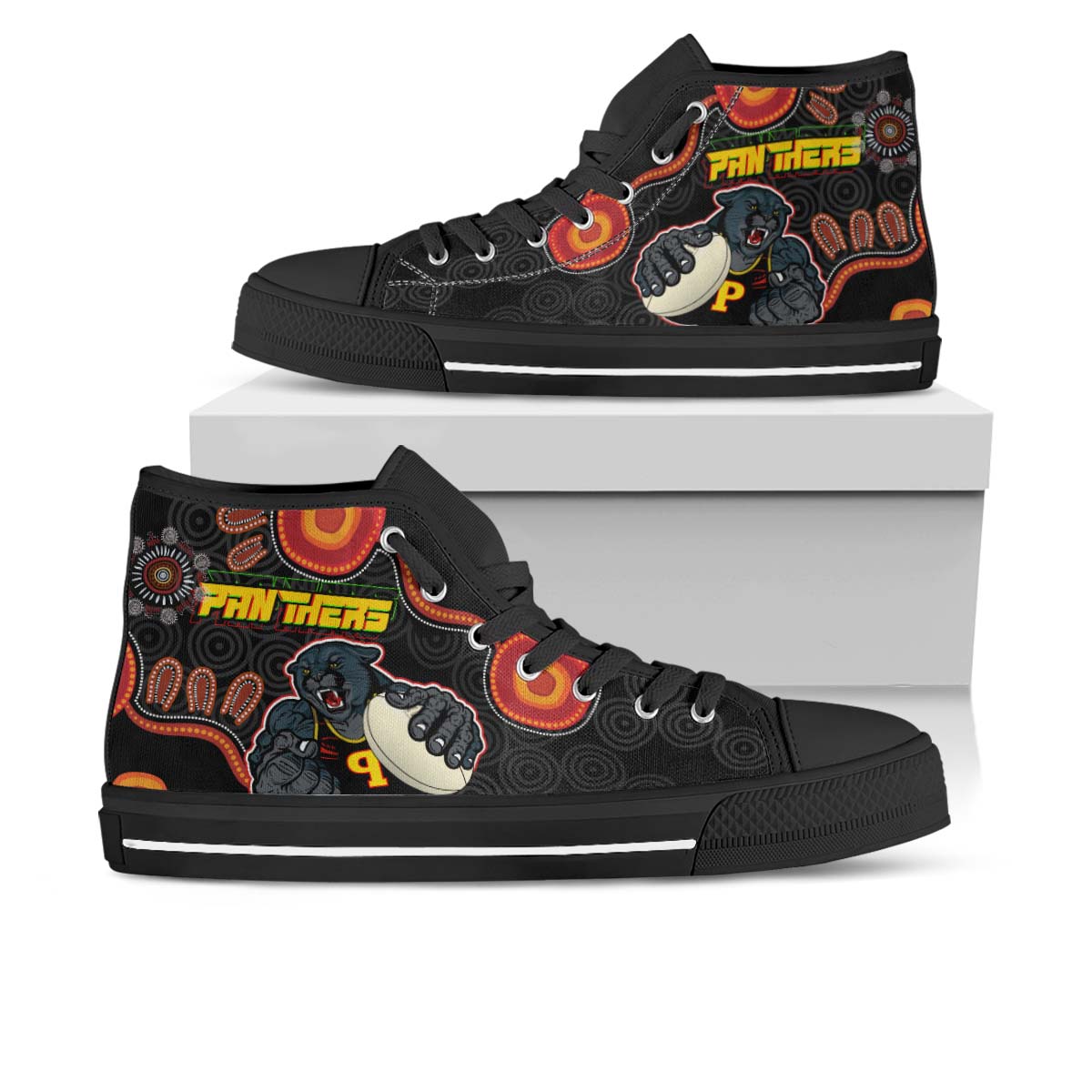 panthers-rugby-high-top-shoes-panthers-aboriginal-with-rugby-ball-indigenous-style-of-dot-painting-traditional