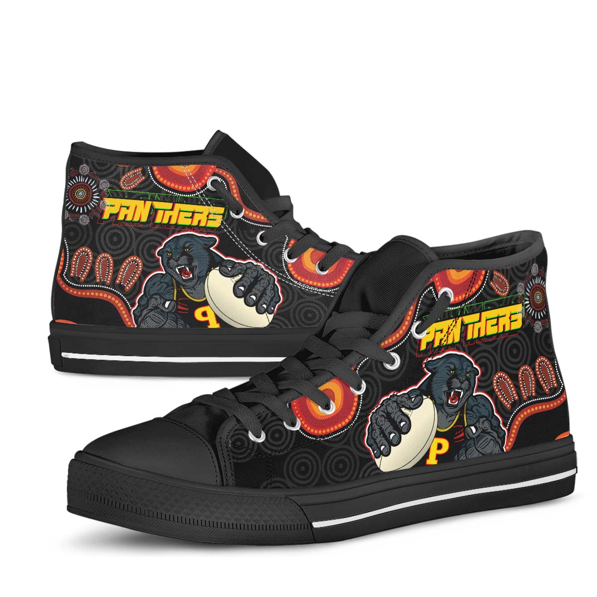 panthers-rugby-high-top-shoes-panthers-aboriginal-with-rugby-ball-indigenous-style-of-dot-painting-traditional