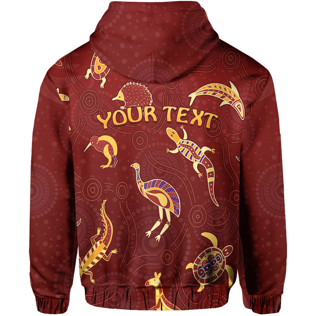 custom-personalised-aboriginal-art-hoodie-animals-australia-version-maroon
