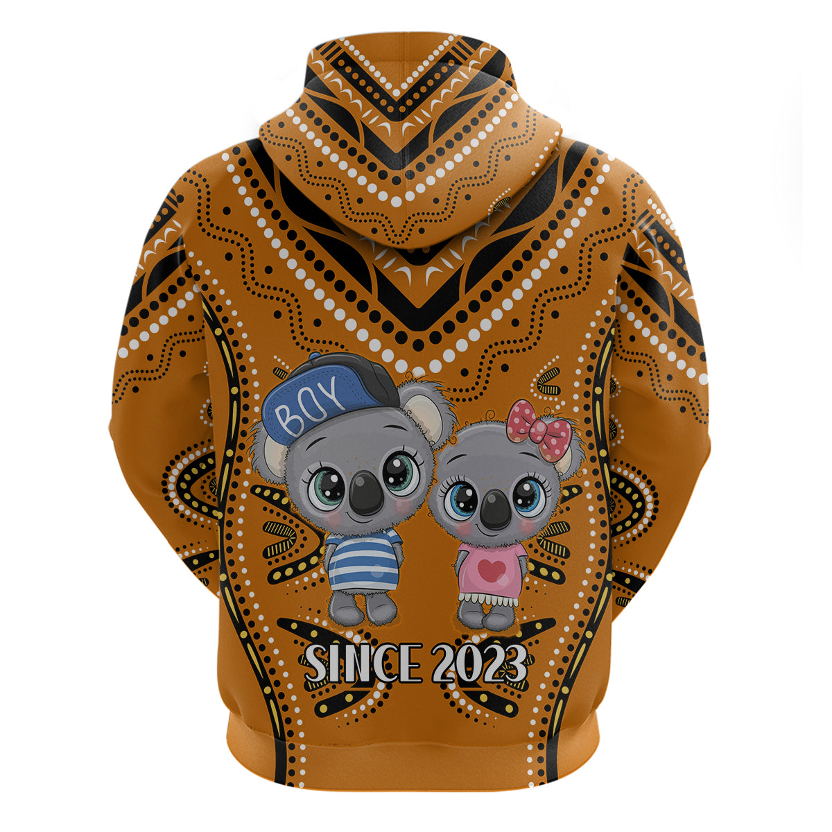 (Custom Personalised) Australia Valentine Cute Koala Couple Hoodie Aboriginal Valentine Orange LT13