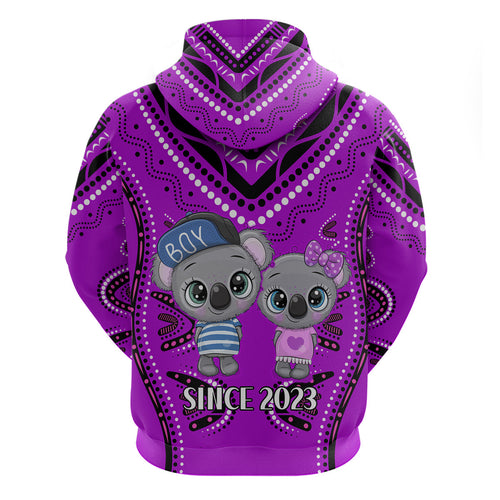 (Custom Personalised) Australia Valentine Cute Koala Couple Hoodie Aboriginal Valentine Purple LT13