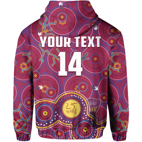 (Custom Text And Number) Brisbane Football Hoodie Indigenous Pattern Go Lions Unique Version LT14