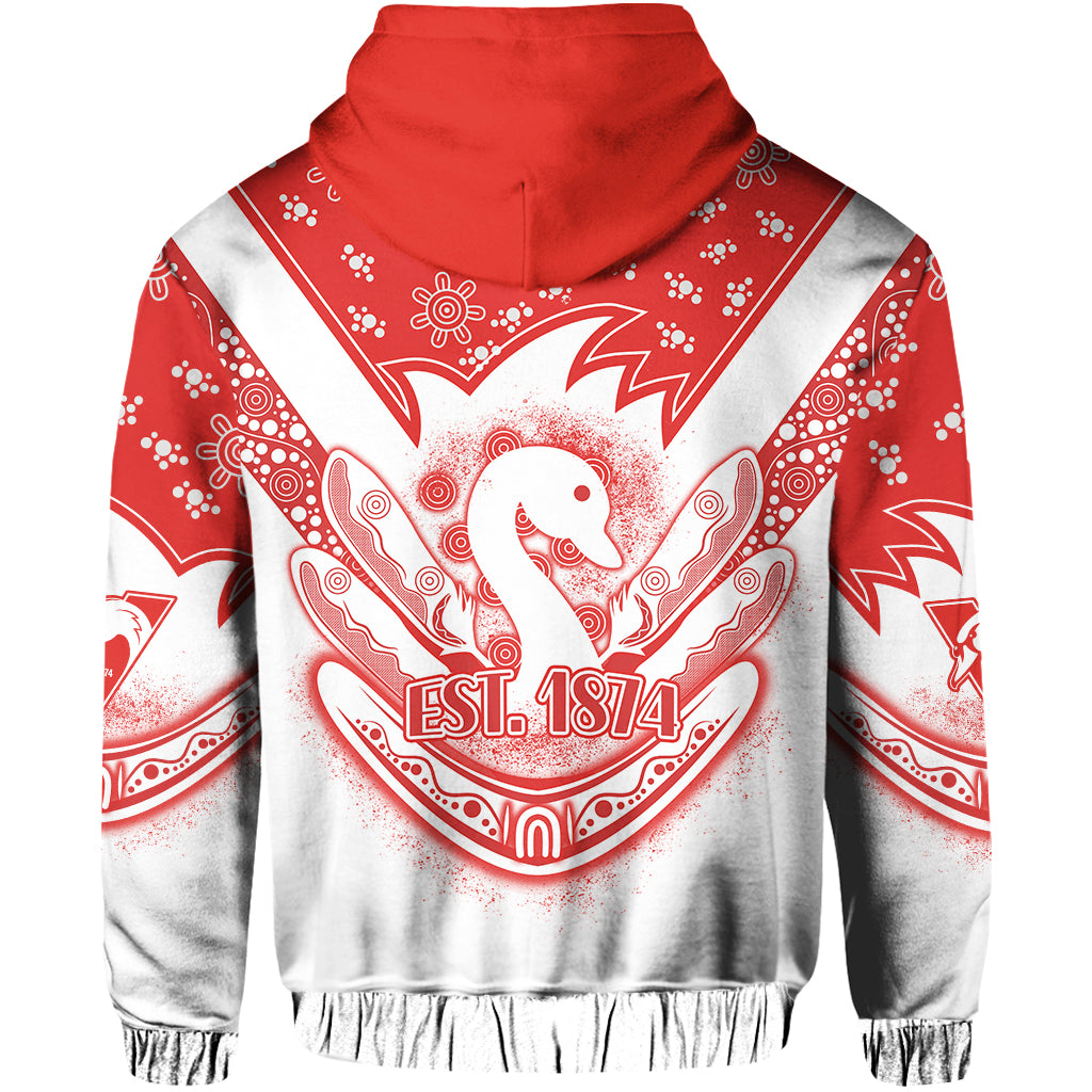 Swans Football Hoodie Est 1874 Aboriginal Boomerang Sydney Bloods LT13