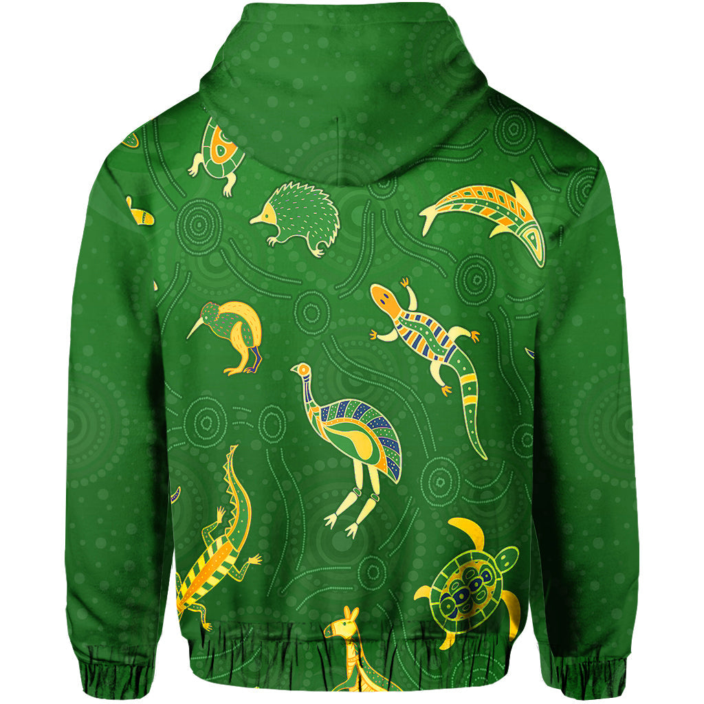 aboriginal-art-hoodie-animals-australia-version-green
