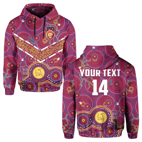 (Custom Text And Number) Brisbane Football Hoodie Indigenous Pattern Go Lions Unique Version LT14