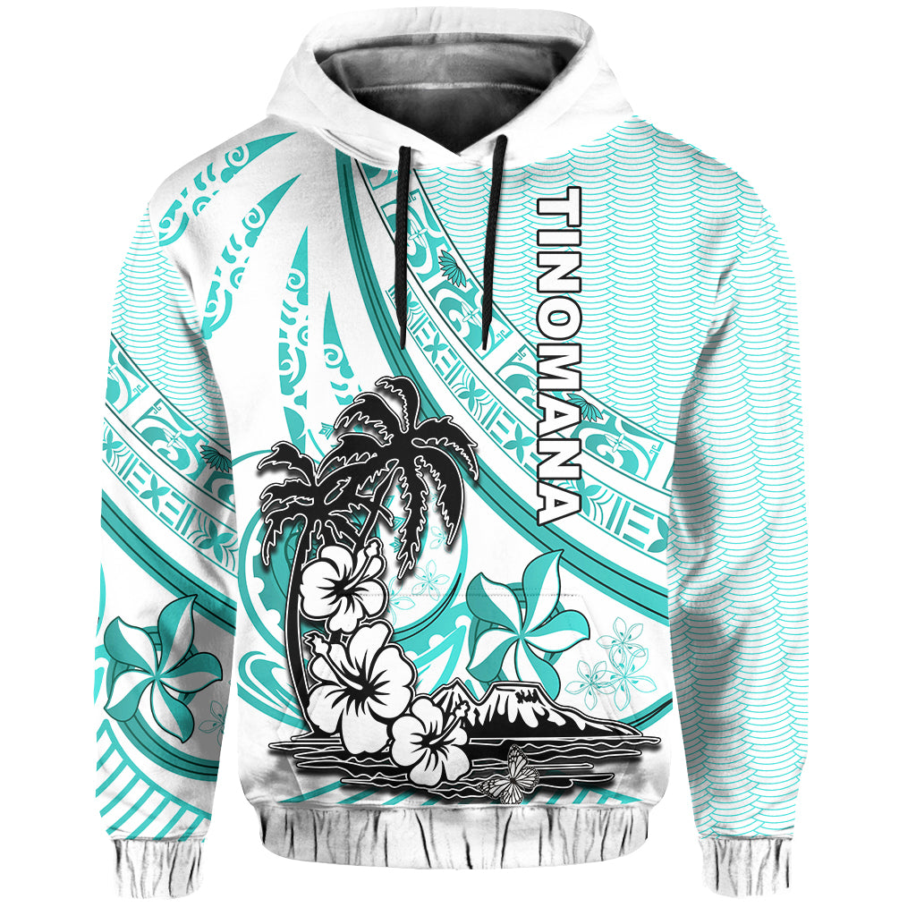 (TINOMANA) Hoodie - The Flow Of The Ocean Green White LT13
