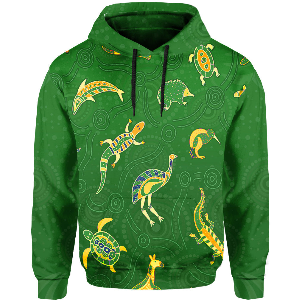 aboriginal-art-hoodie-animals-australia-version-green