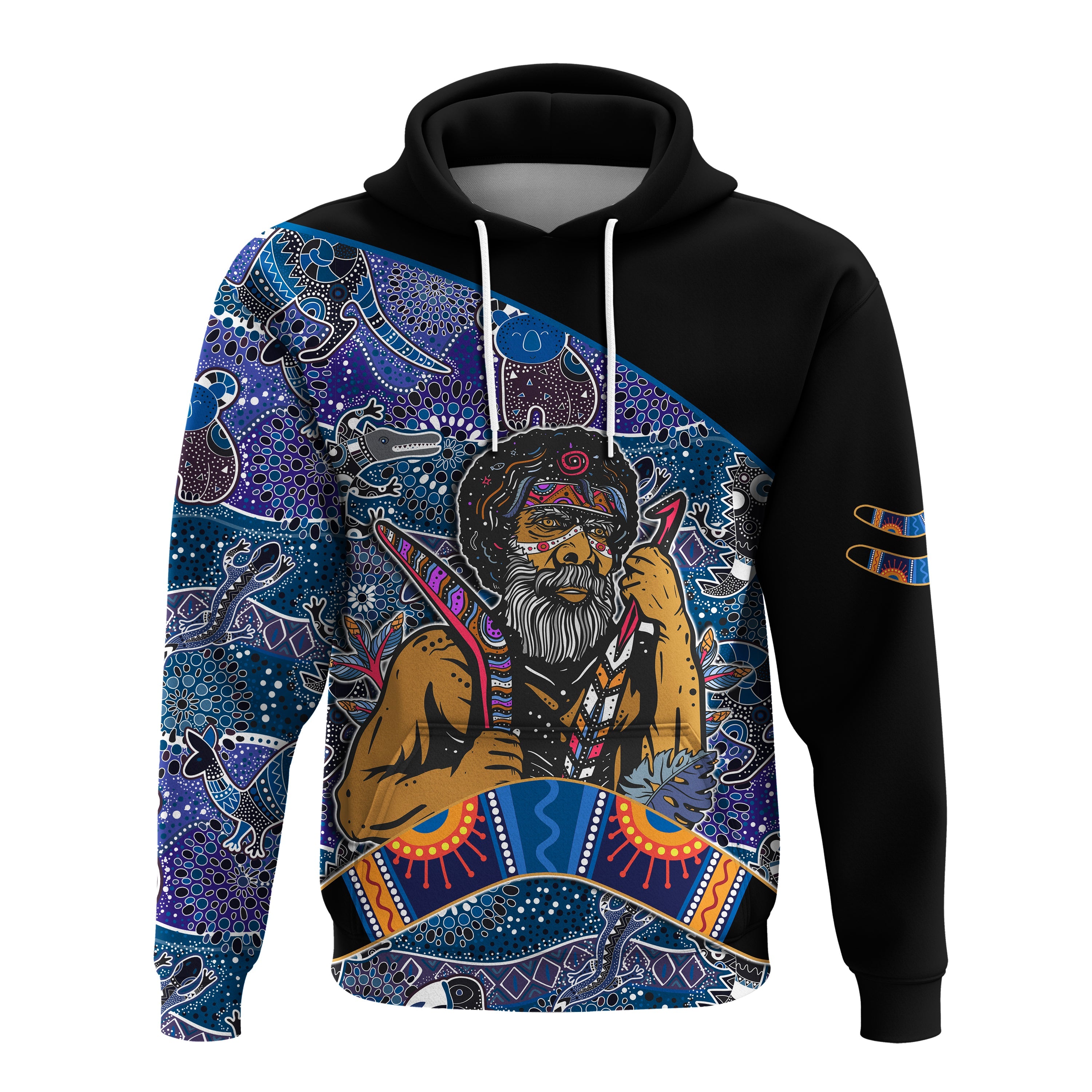 custom-personalised-australian-boomerang-hoodie-indigenous-australia-blue-graceful
