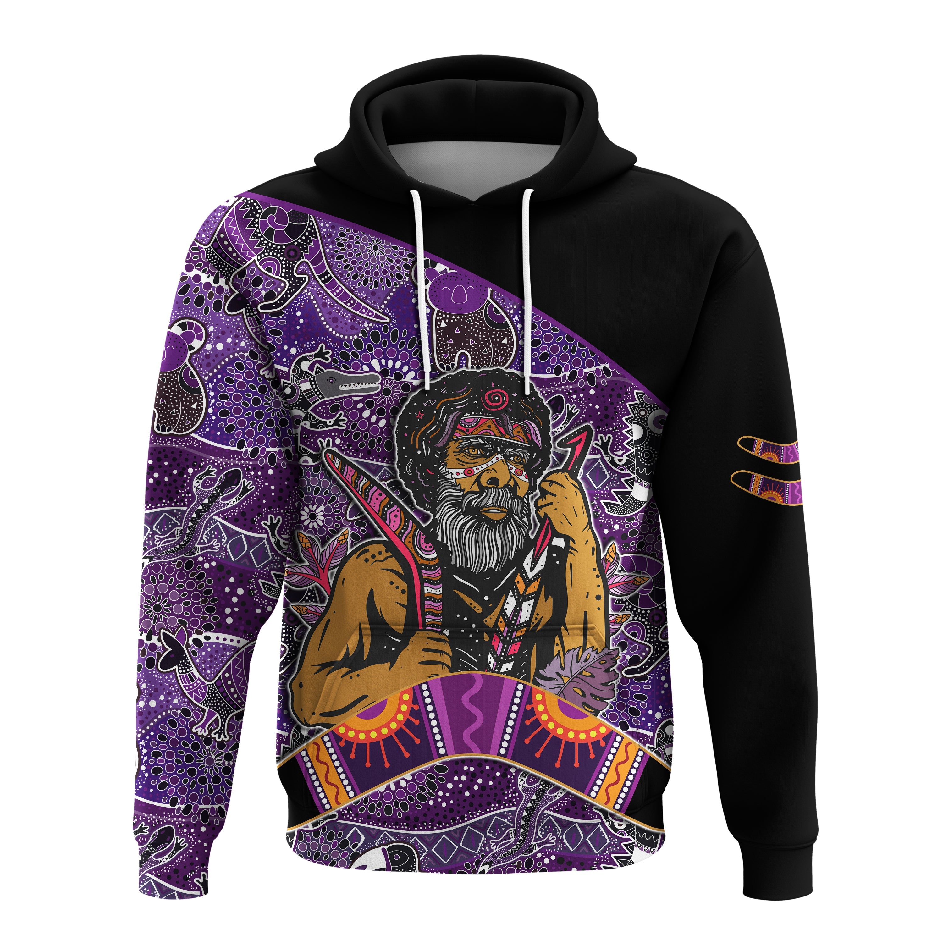 custom-personalised-australian-boomerang-hoodie-indigenous-australia-purple-graceful
