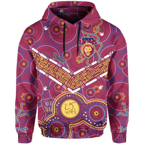 (Custom Text And Number) Brisbane Football Hoodie Indigenous Pattern Go Lions Unique Version LT14