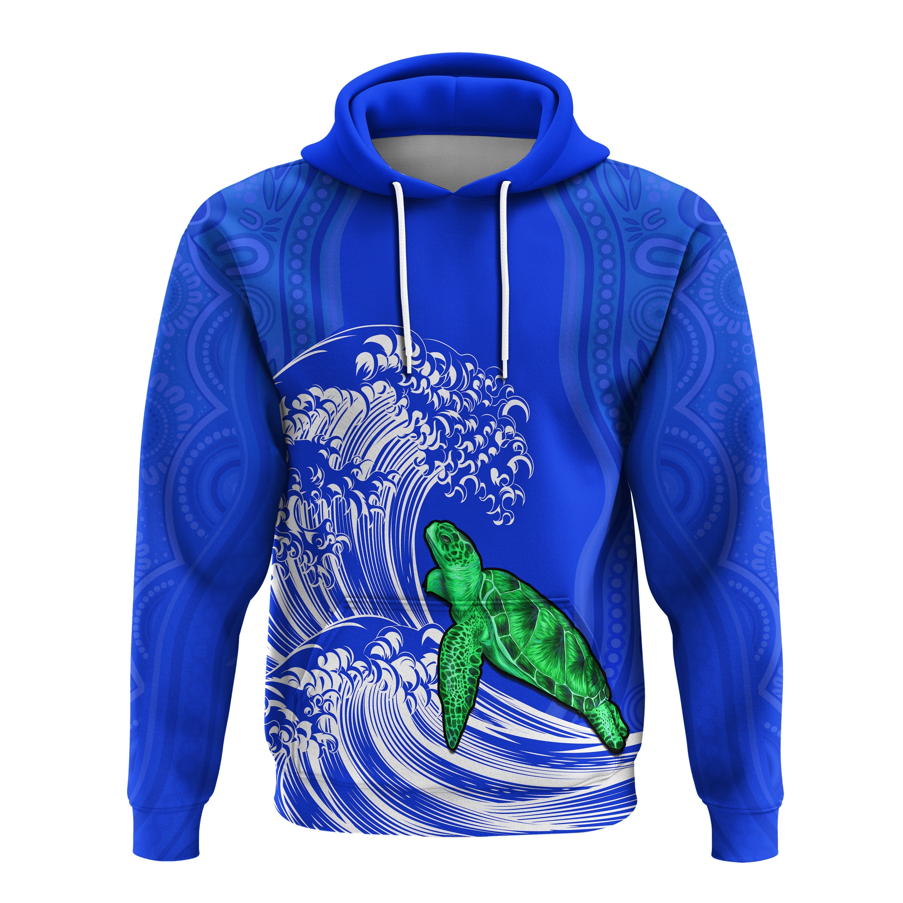 custom-personalised-torres-strait-islands-hoodie-the-dhari-mix-aboriginal-turtle-version-blue