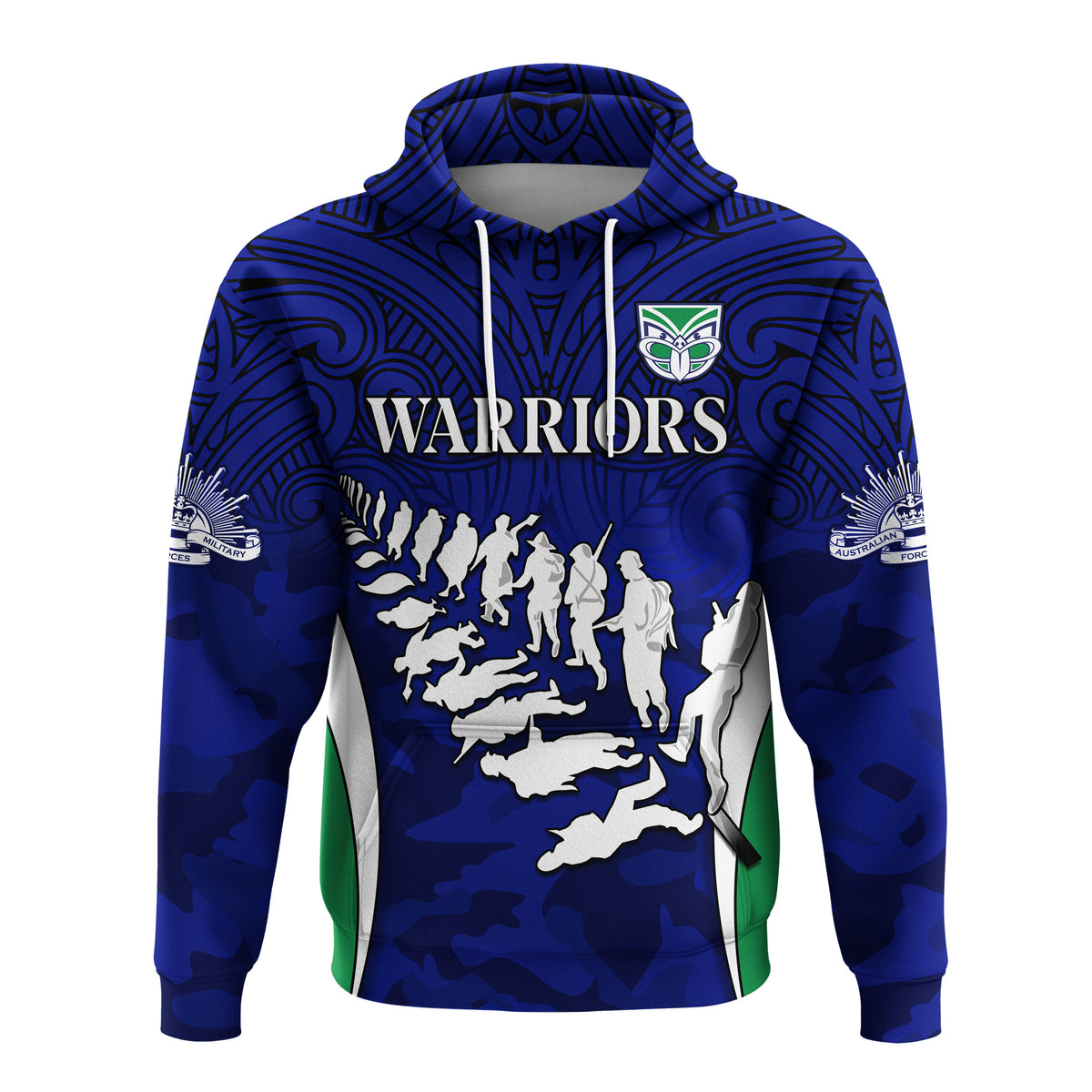 Warriors Anzac 2022 Hoodie Maori Pattern Always Remember Them LT13