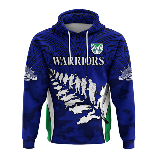Warriors Anzac 2022 Hoodie Maori Pattern Always Remember Them LT13