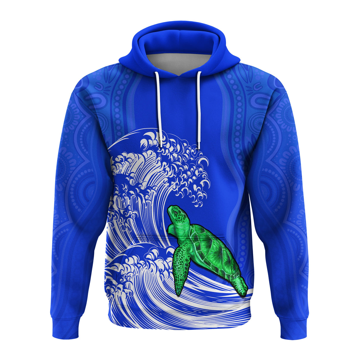 torres-strait-islands-hoodie-the-dhari-mix-aboriginal-turtle-version-blue