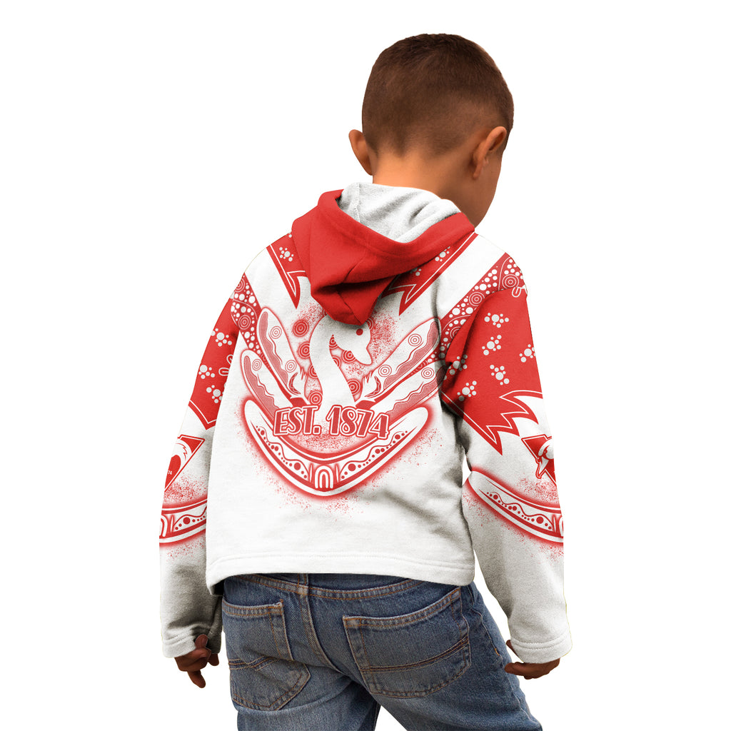Swans Football Hoodie KID Est 1874 Aboriginal Boomerang Sydney Bloods LT13