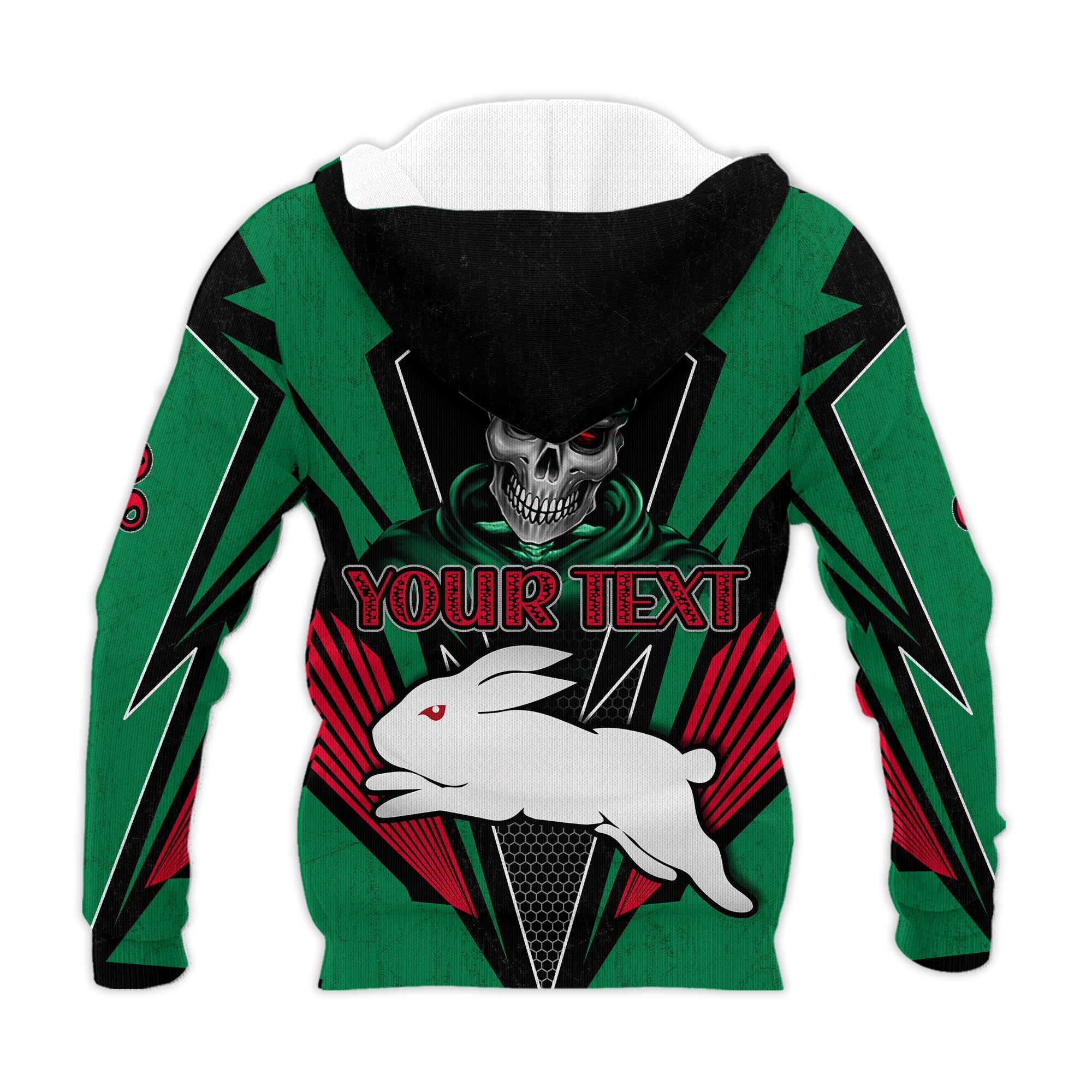 custom-personalised-rabbitohs-rugby-hoodie-mascot-south-sydney-since-1908-cool-skull