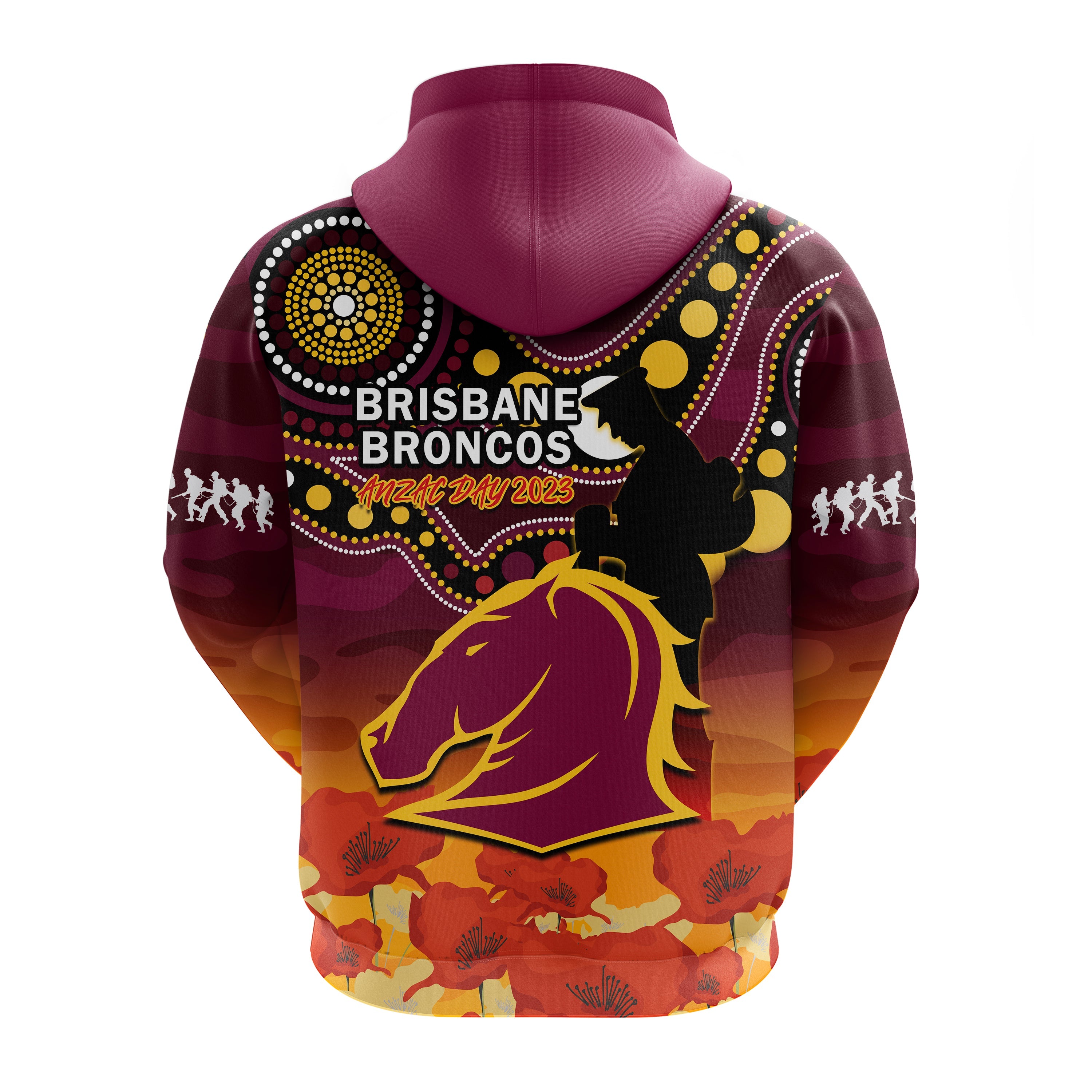 brisbane-broncos-rugby-anzac-2023-hoodie-aboriginal-mix-poppy-lest-we-forget