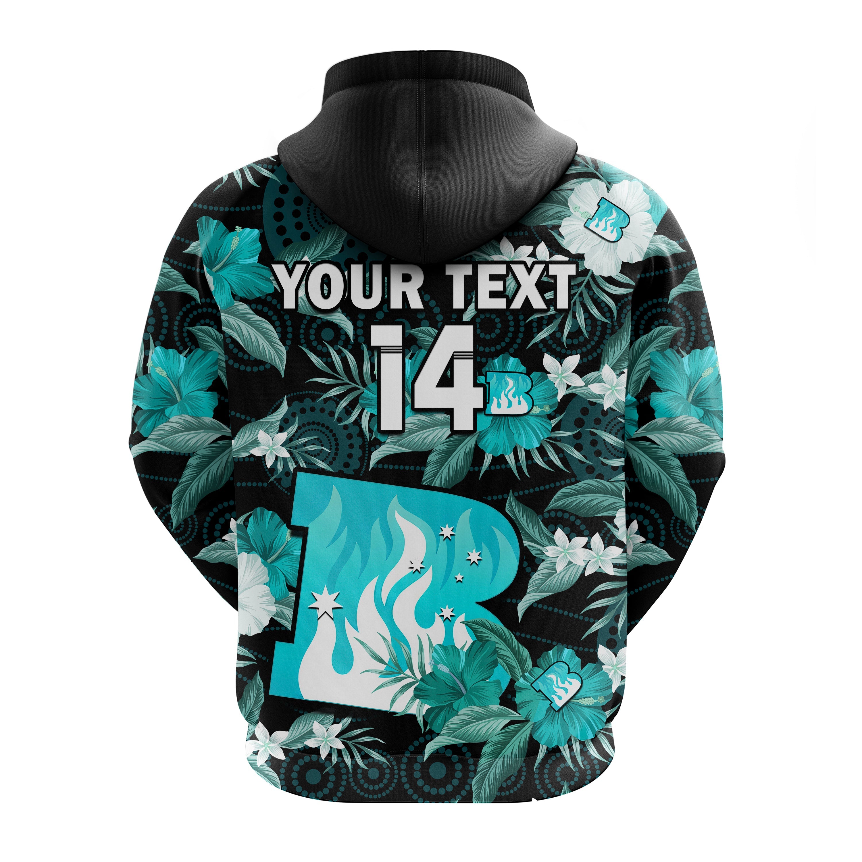 custom-text-and-number-brisbane-heat-cricket-hoodie-aboriginal-art-mix-tropical-flowers