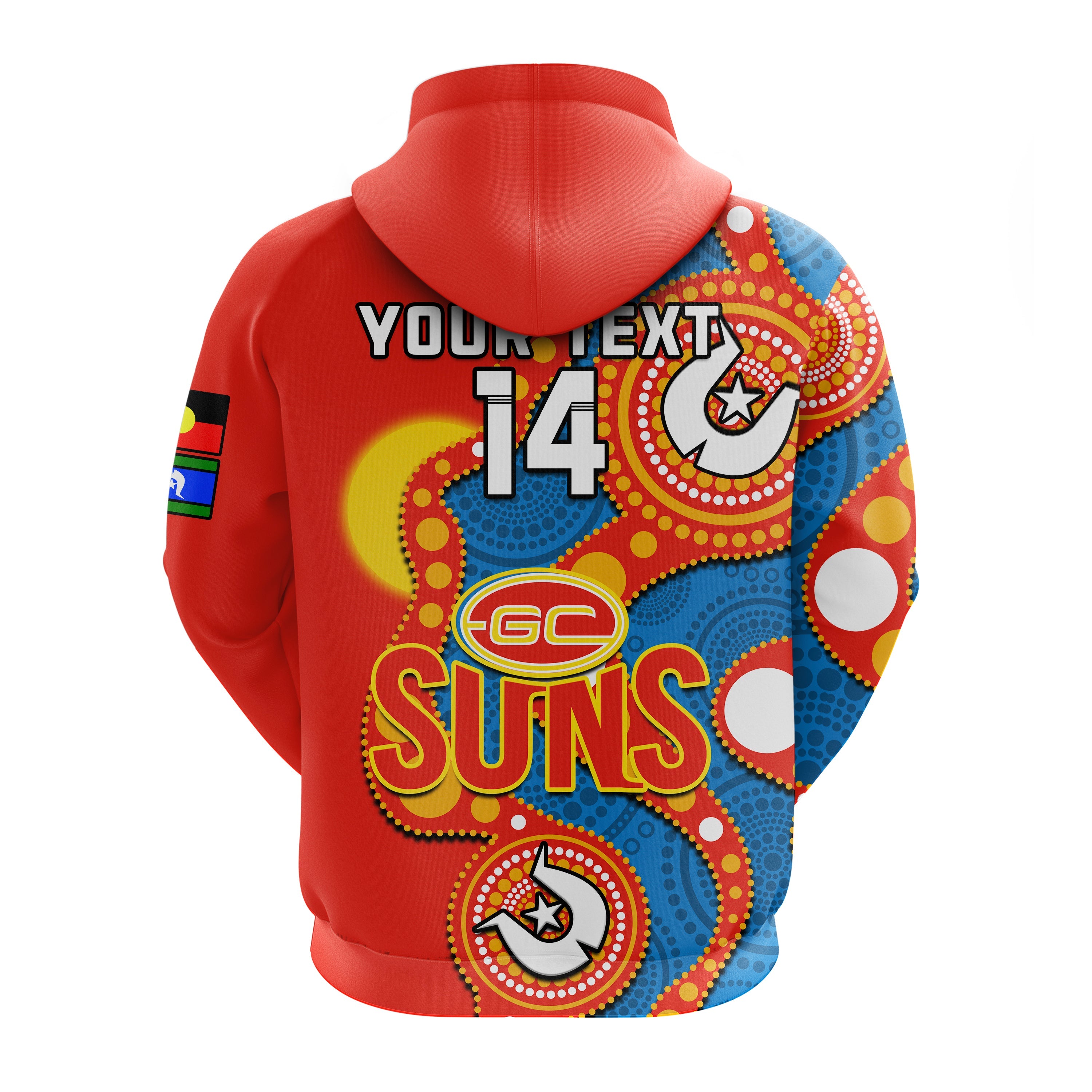 custom-text-and-number-gold-coast-football-naidoc-2023-hoodie-suns-indigenous-for-our-elders