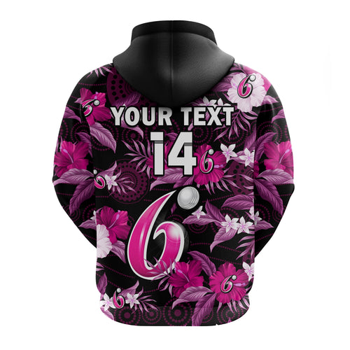 custom-text-and-number-sydney-sixers-cricket-hoodie-aboriginal-art-mix-tropical-flowers