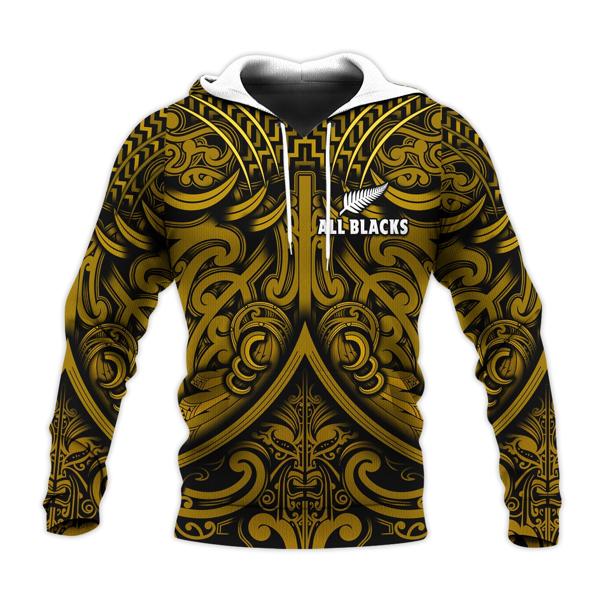 custom-text-and-number-new-zealand-silver-fern-rugby-hoodie-all-black-gold-nz-maori-pattern