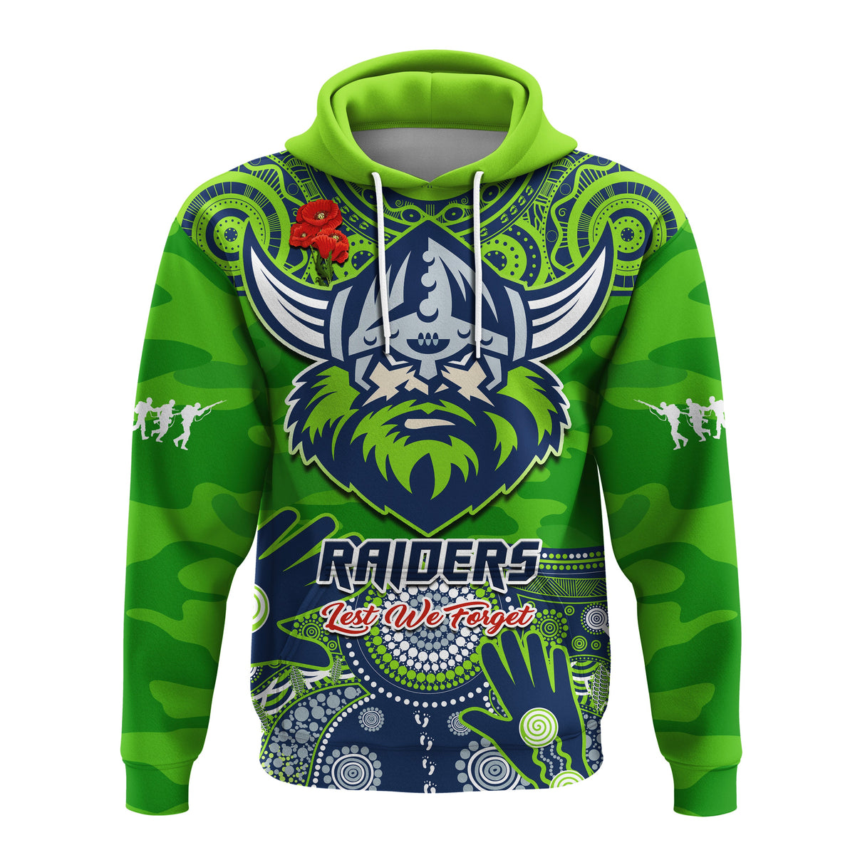 custom-text-and-number-raiders-rugby-anzac-2023-hoodie-dots-poppy-mix-camouflage-lest-we-forget