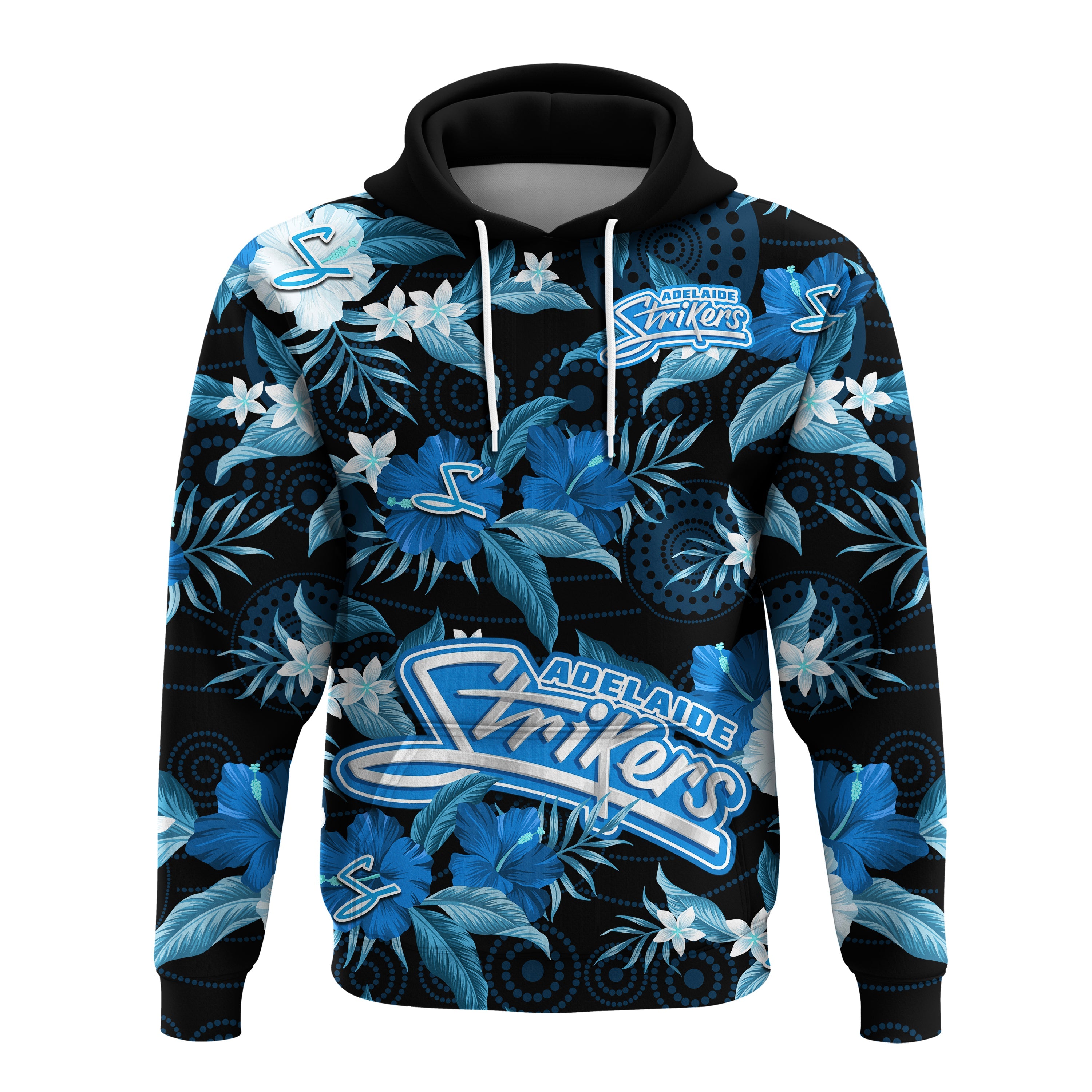 adelaide-strikers-cricket-hoodie-aboriginal-art-mix-tropical-flowers