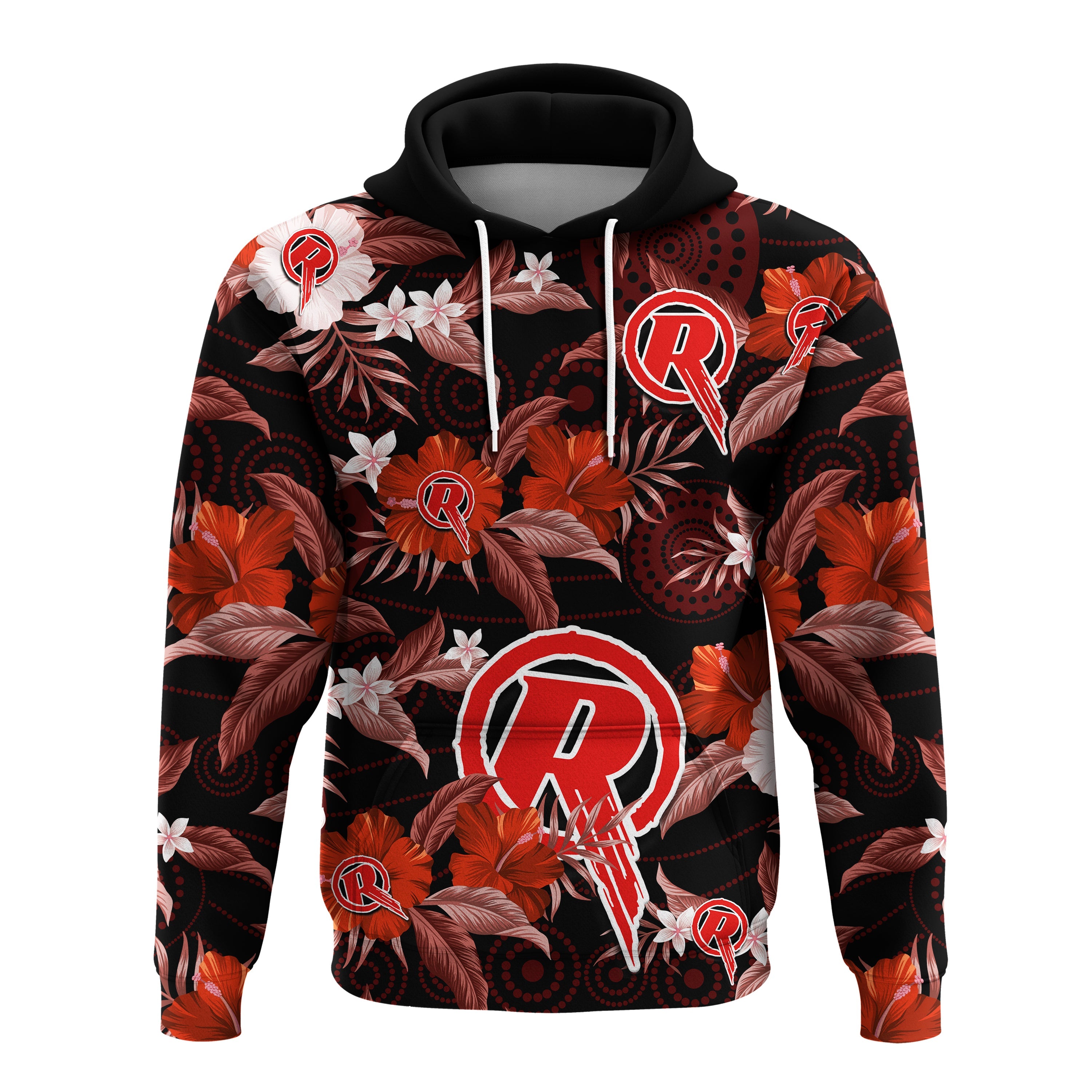 melbourne-renegades-cricket-hoodie-aboriginal-art-mix-tropical-flowers