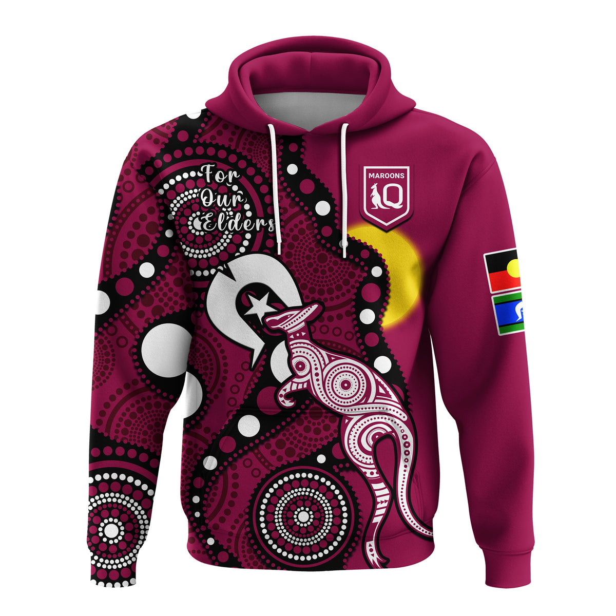 custom-text-and-number-maroons-rugby-naidoc-2023-hoodie-qld-for-our-elders-indigenous-art