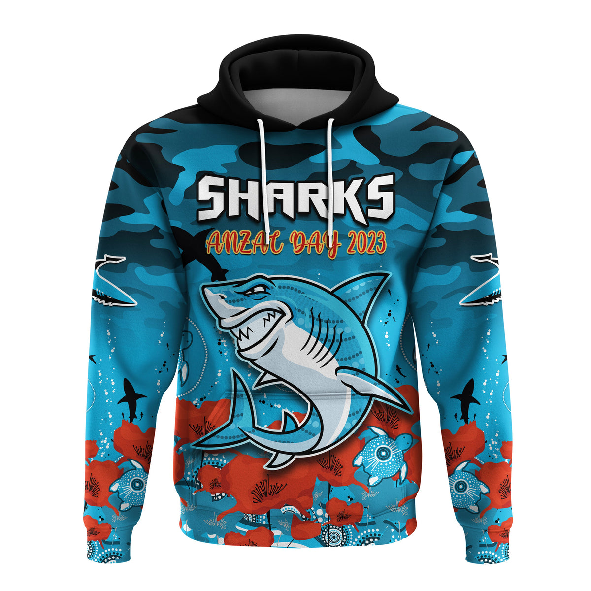 custom-text-and-number-sharks-anzac-2023-hoodie-camouflage-poppy-mix-aboriginal