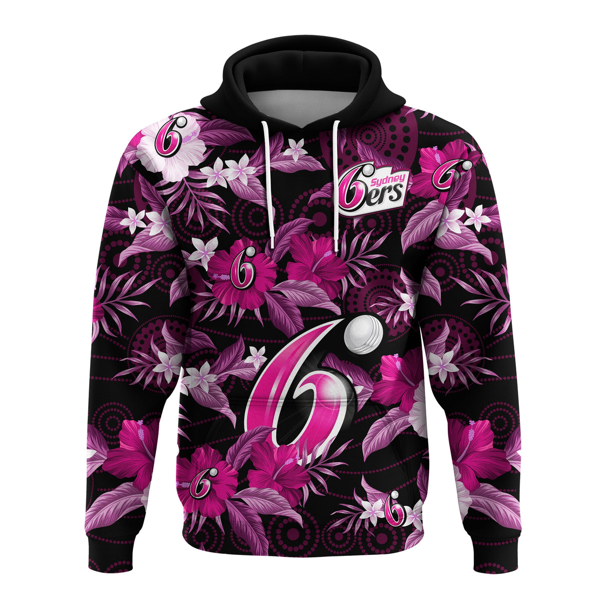 sydney-sixers-cricket-hoodie-aboriginal-art-mix-tropical-flowers