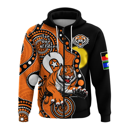 custom-text-and-number-wests-tigers-rugby-naidoc-2023-hoodie-for-our-elders-indigenous-art