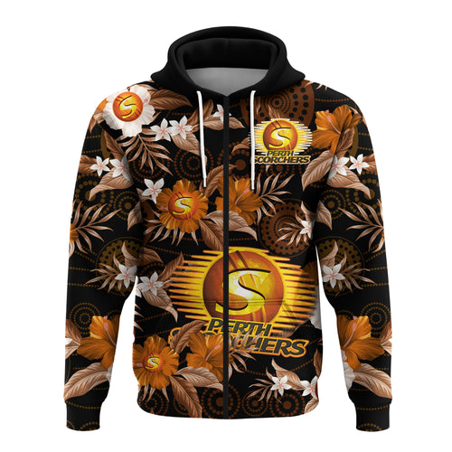 custom-text-and-number-perth-scorchers-cricket-hoodie-aboriginal-art-mix-tropical-flowers