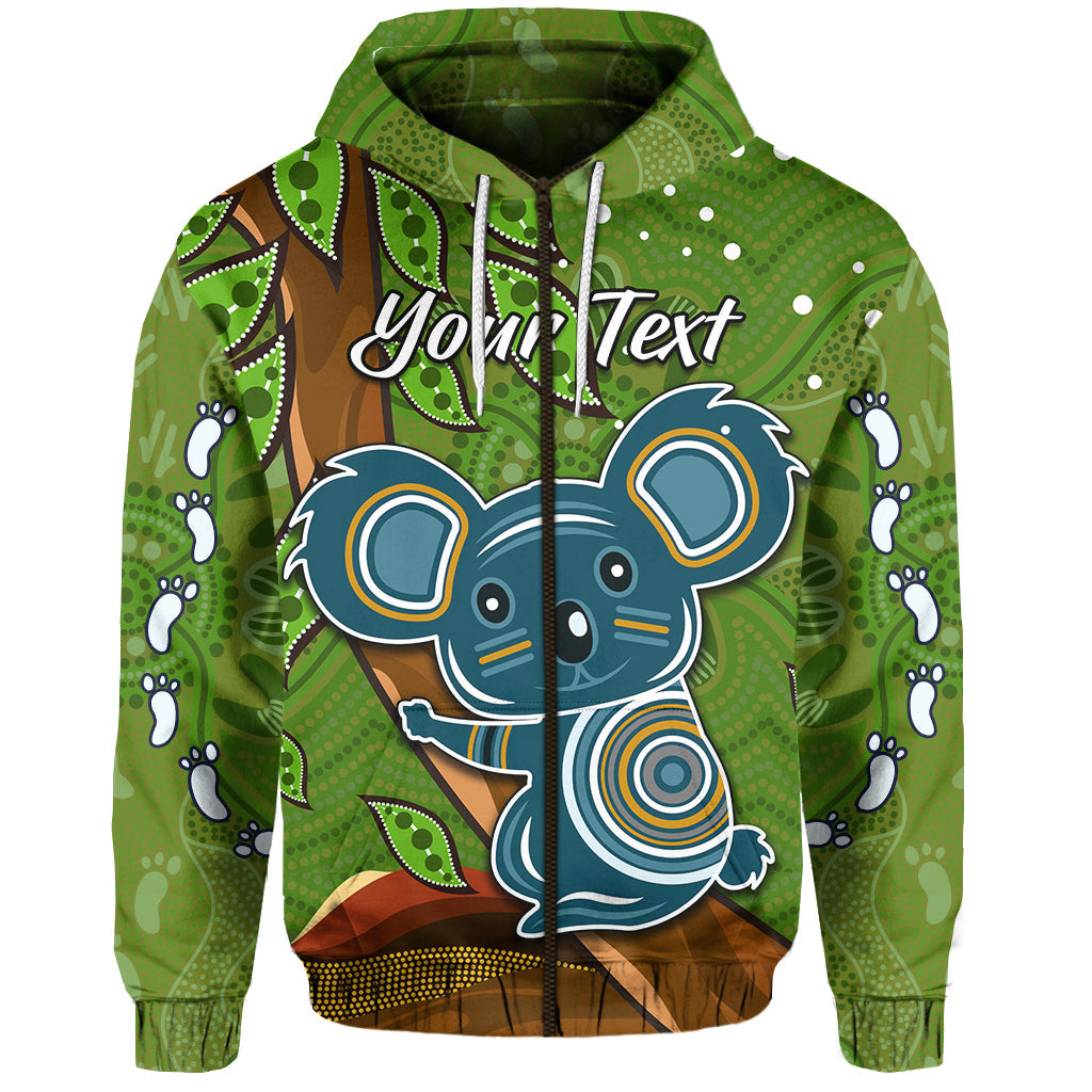 custom-personalised-koala-climbing-tree-zip-hoodie-aboriginal-aussie