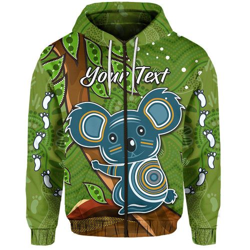 custom-personalised-koala-climbing-tree-zip-hoodie-aboriginal-aussie