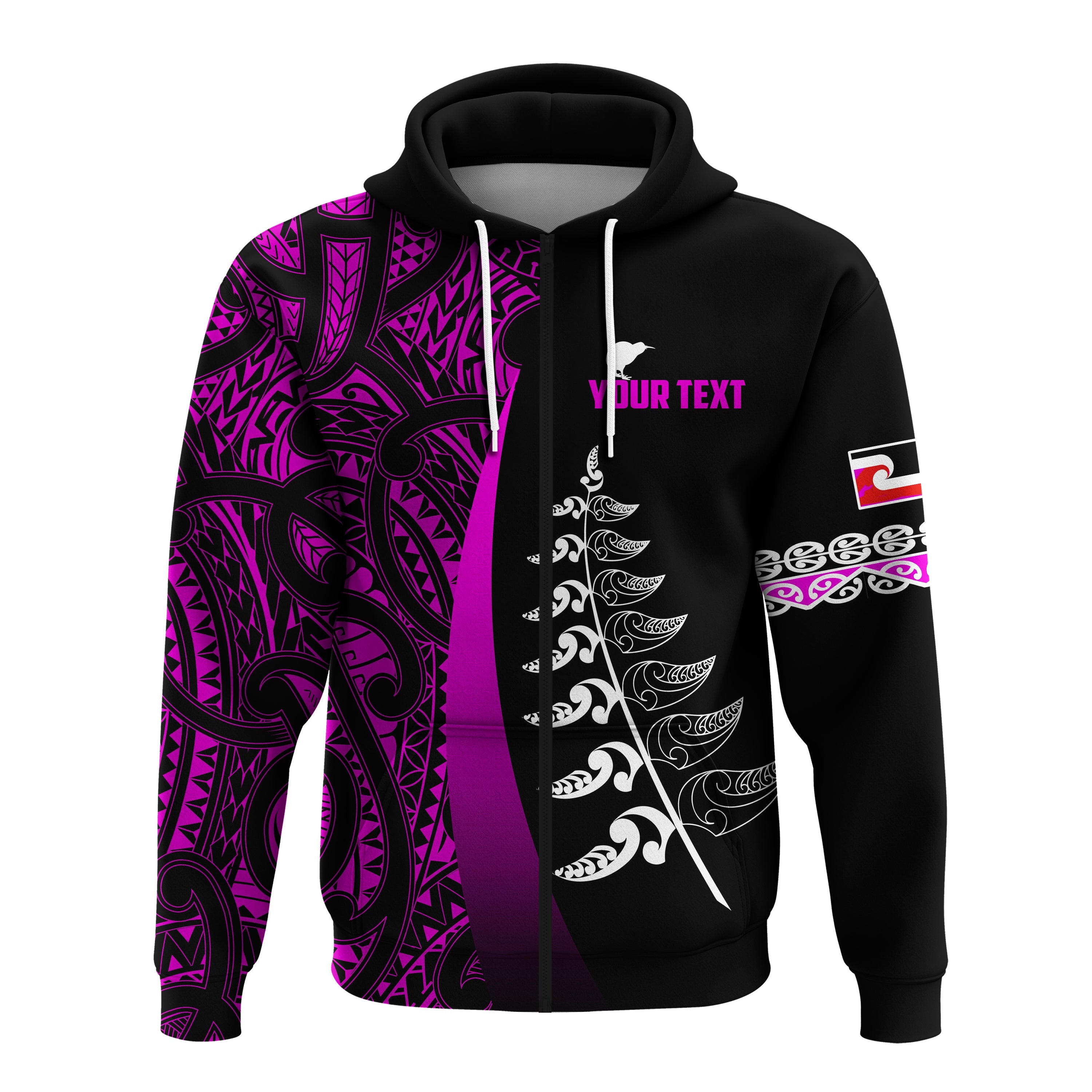 custom-personalised-waitangi-day-hoodie-maori-mix-fern-style-purple