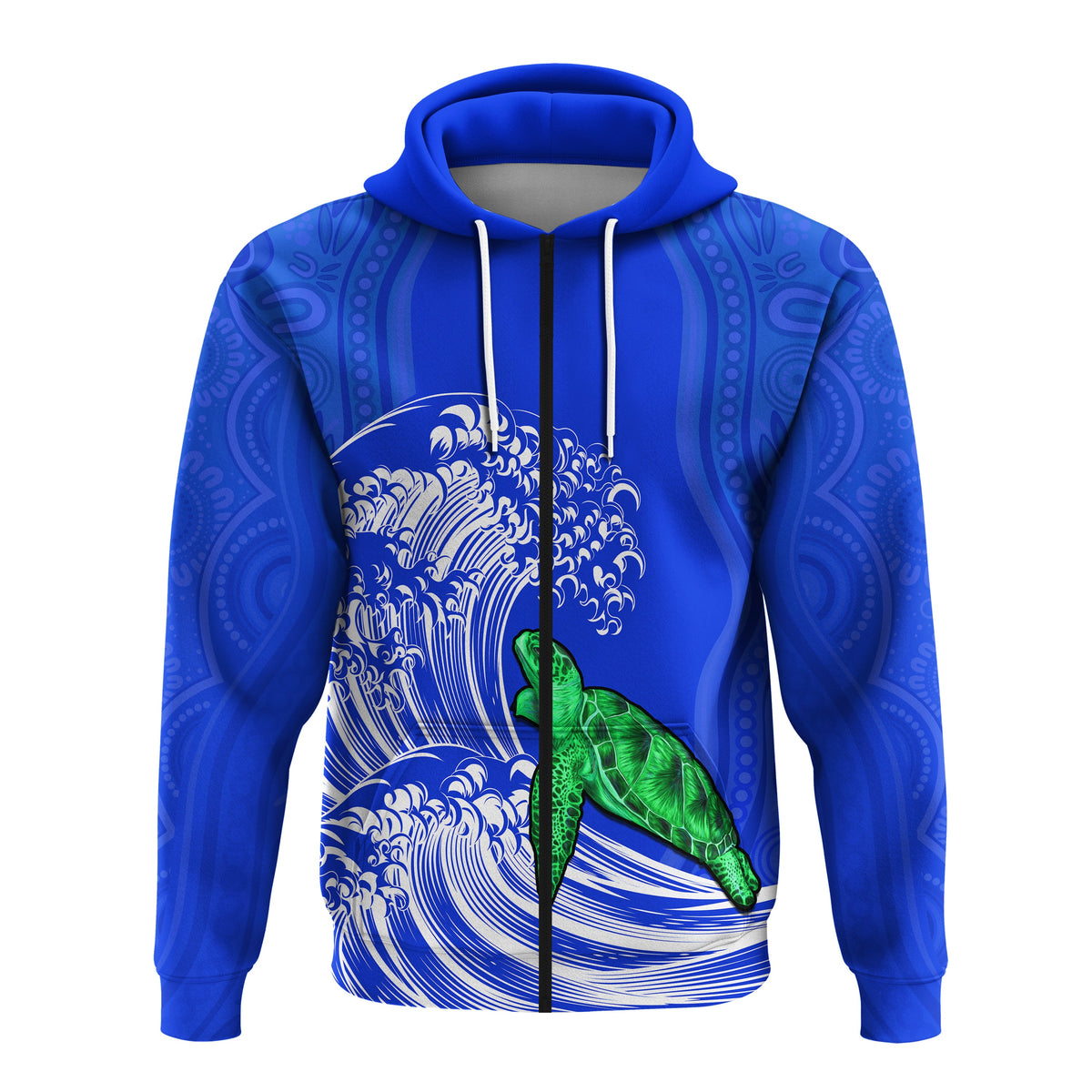 torres-strait-islands-zip-hoodie-the-dhari-mix-aboriginal-turtle-version-blue