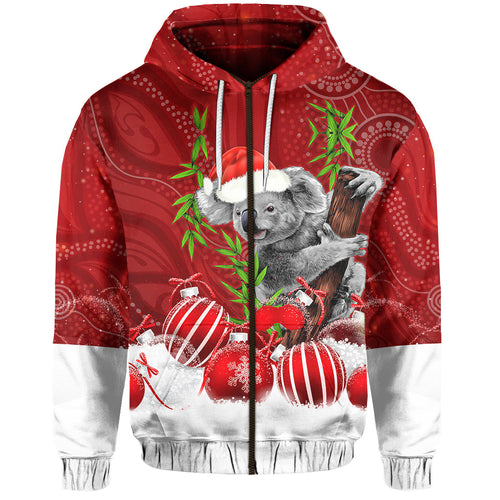 custom-personalised-australia-koala-aboriginal-zip-hoodie-merry-christmas