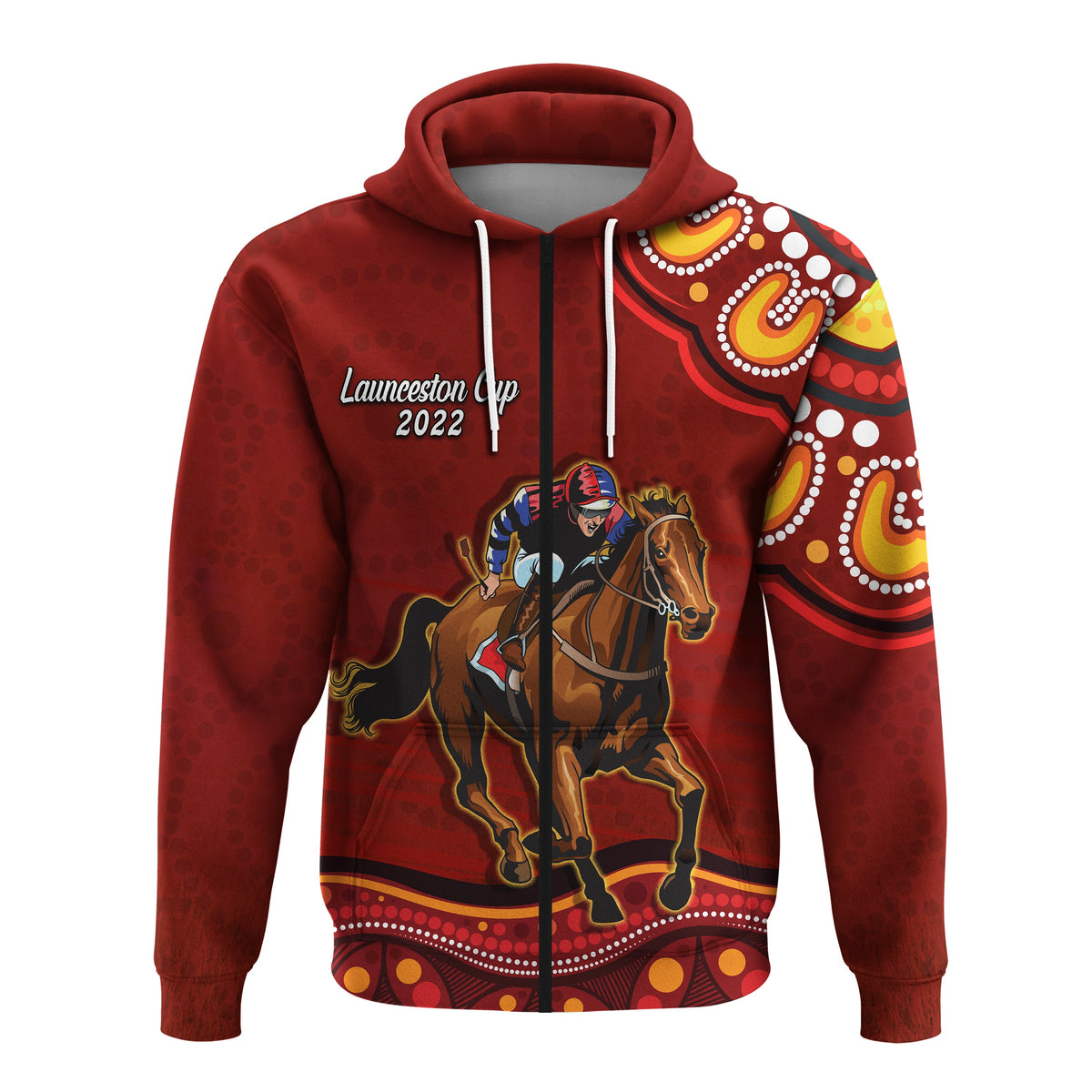 launceston-cup-2022-zip-hoodie-australia-aboriginal-red-horse-lovers