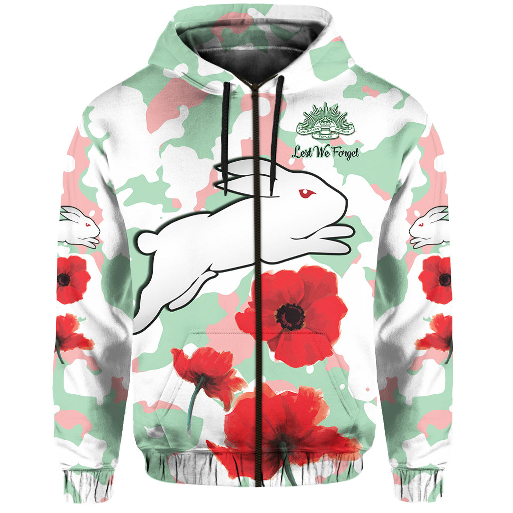 custom-personalised-rabbitohs-anzac-day-hoodie-poppies-aboriginal-proud-soldiers