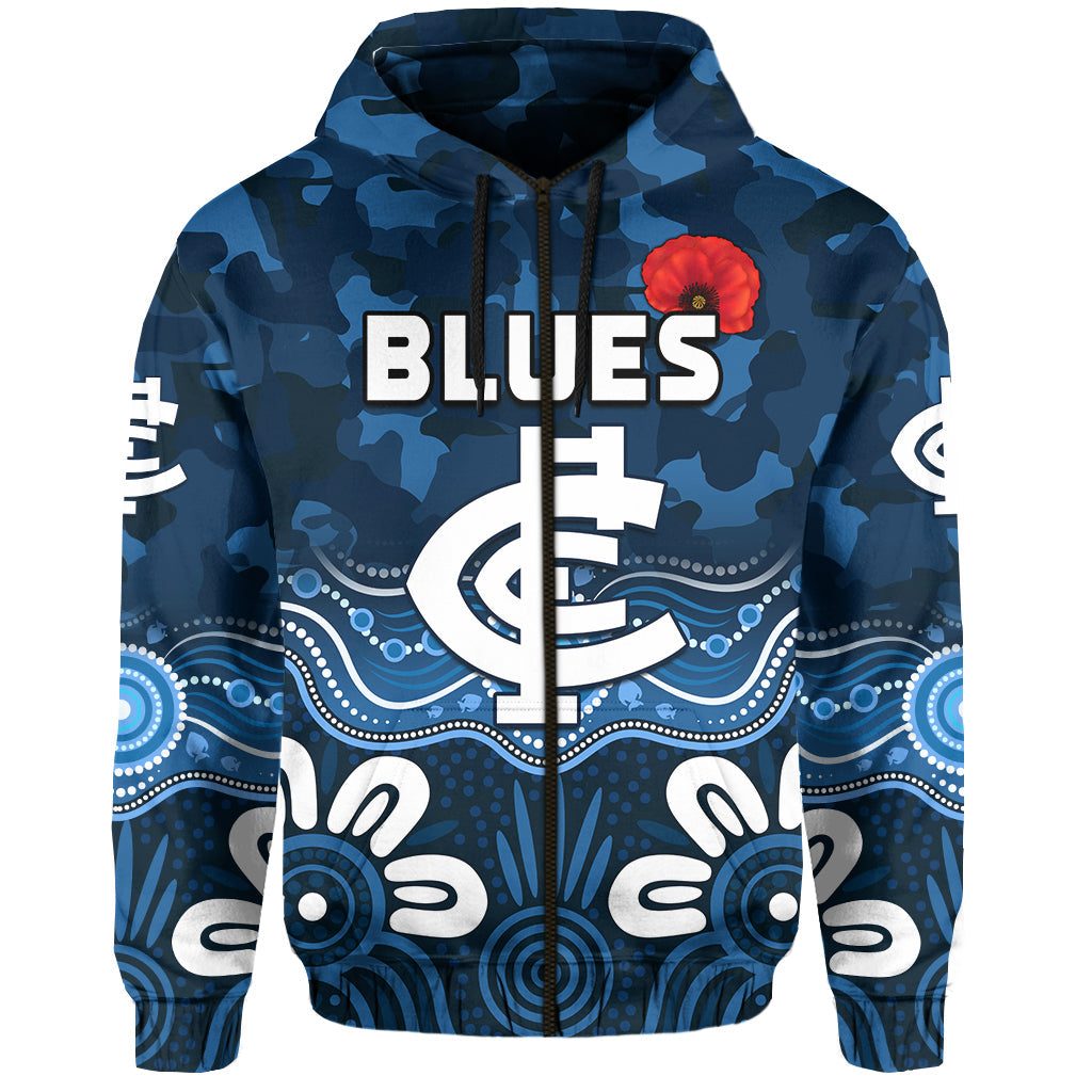 custom-text-and-number-blues-anzac-2022-hoodie-carlton-football-aboriginal-poppy