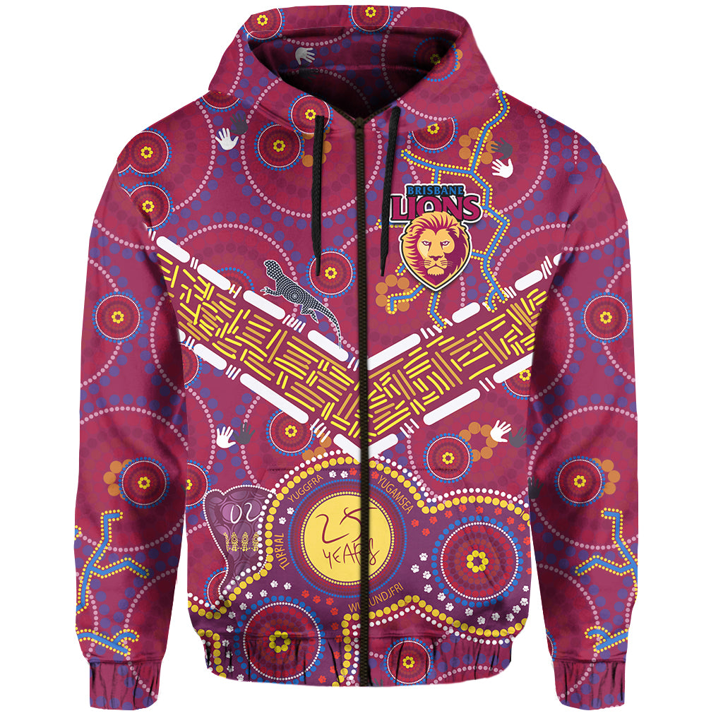 (Custom Text And Number) Brisbane Football Hoodie Indigenous Pattern Go Lions Unique Version LT14