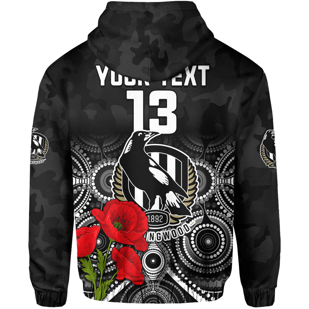custom-text-and-number-magpies-football-anzac-day-hoodie-aboriginal-poppy-flowers