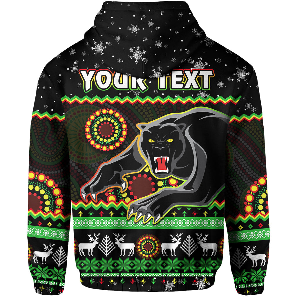 custom-personalised-panthers-christmas-hoodie-aboriginal-pattern-penrith-black-version